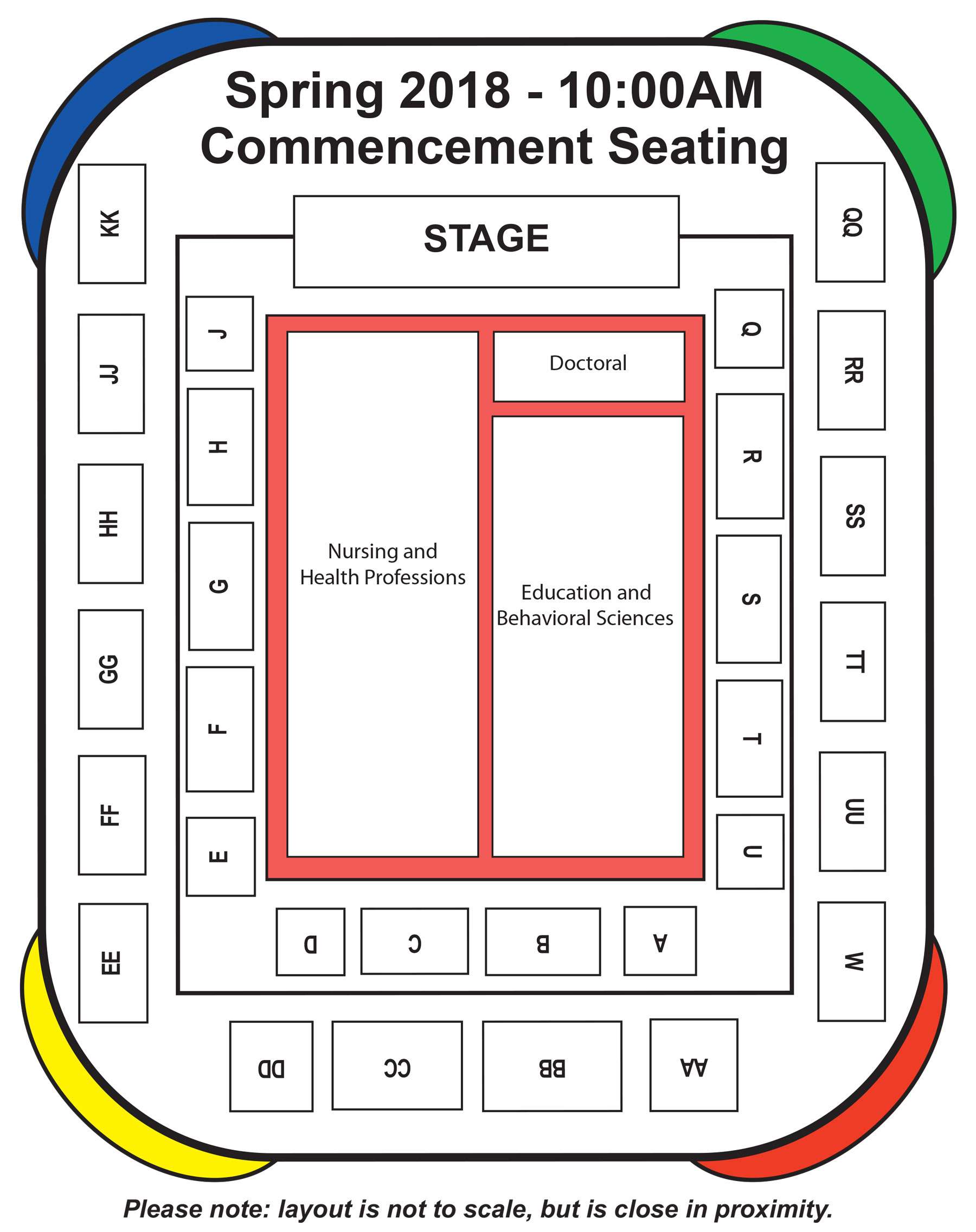 The morning commencement seating map