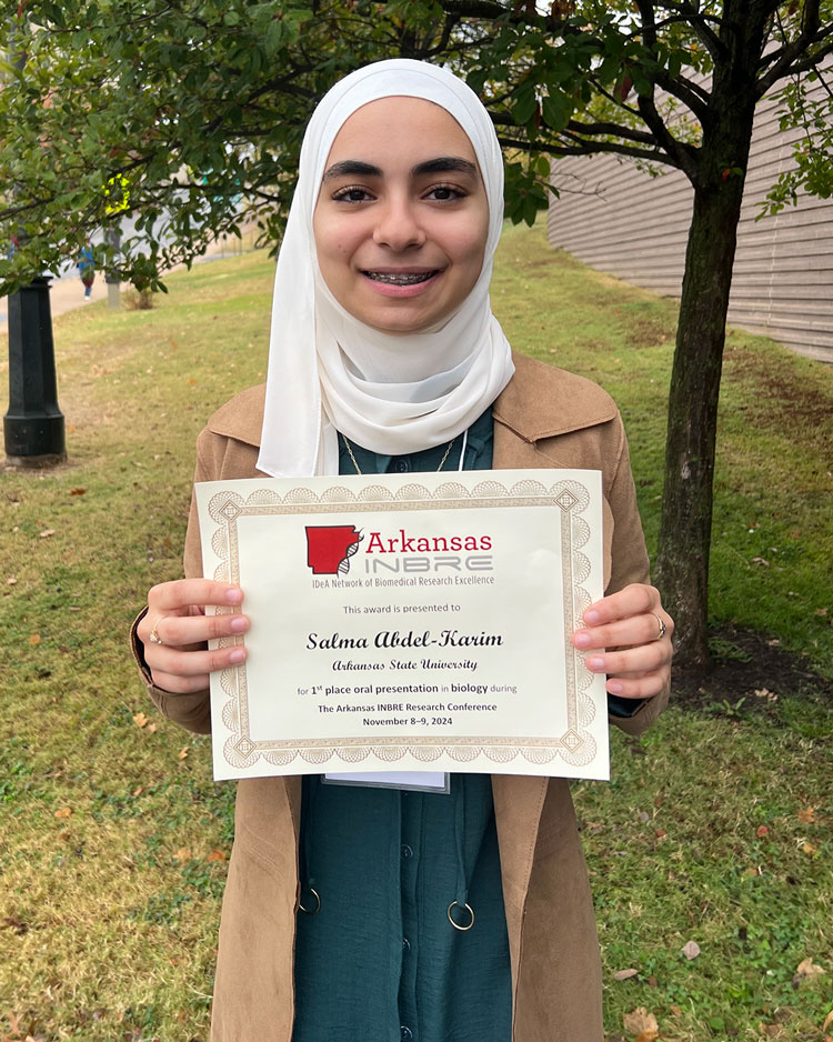 A-State Biological Sciences Student Wins First-Place INBRE Award