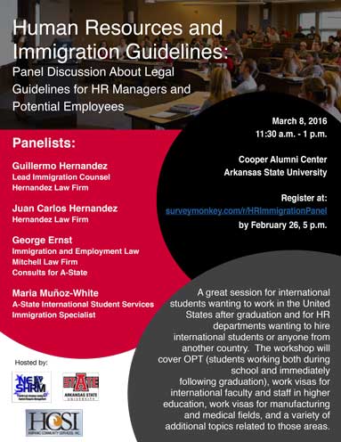 Workshop on Hiring Internationals and Immigration, March 8