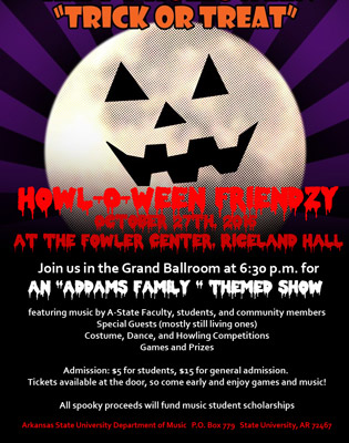 Friends of Music to Sponsor 'Howl-O-Ween Friendzy' Benefit